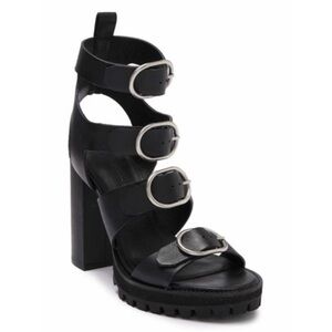 NWT, All Saints Osuna, Black Strappy, Block Heeled Sandals
